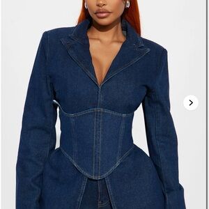 🔥3 pcs~Dark Blue Denim Corset, Jacket & Pants Set. 🔥New!